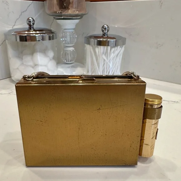 Vintage Art Deco 50’s Gold Toned Cigarette, Lipstick, Compact Case with Comb. - Picture 3 of 8